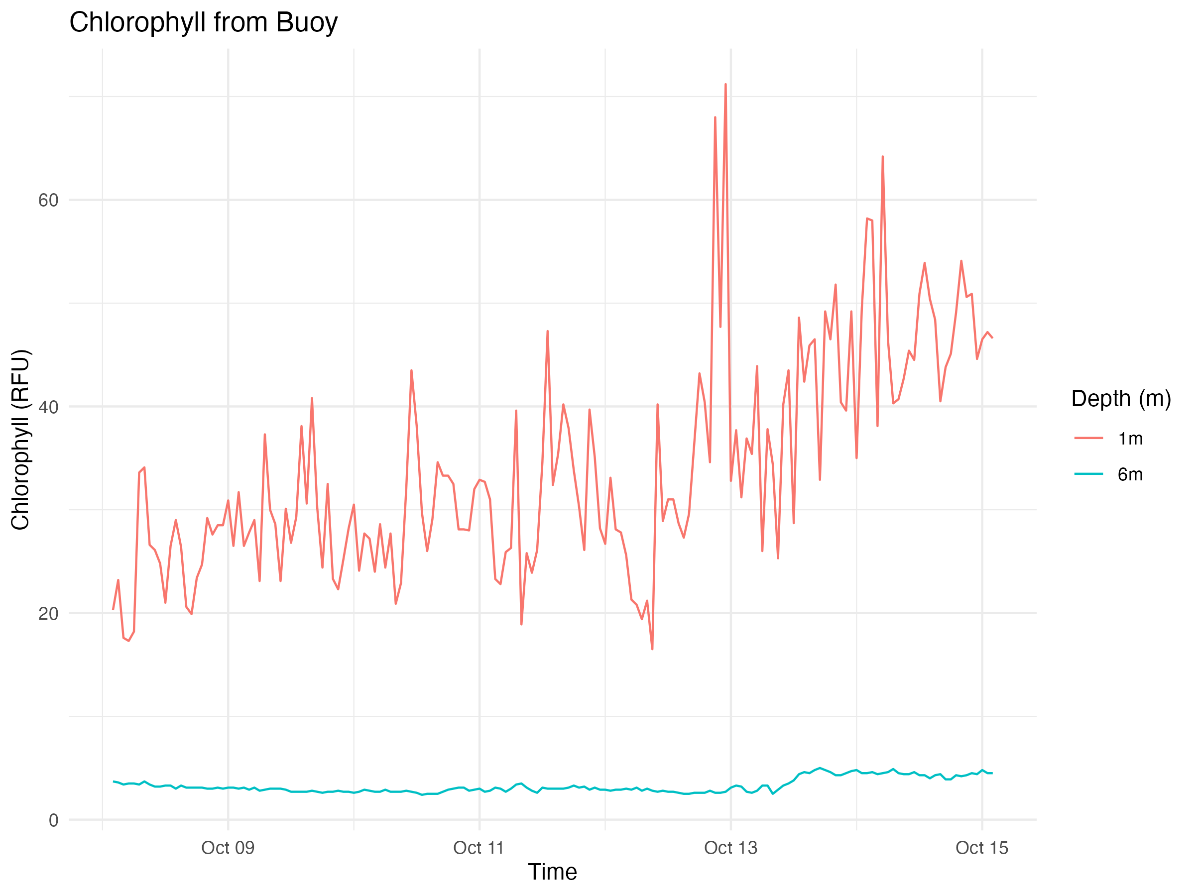 chlorophyll from buoy graph for 2024-10-15